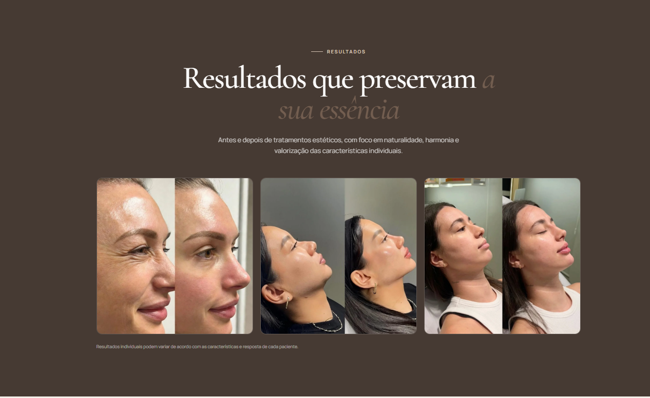 Tela do projeto Clínica de estética — visual 2